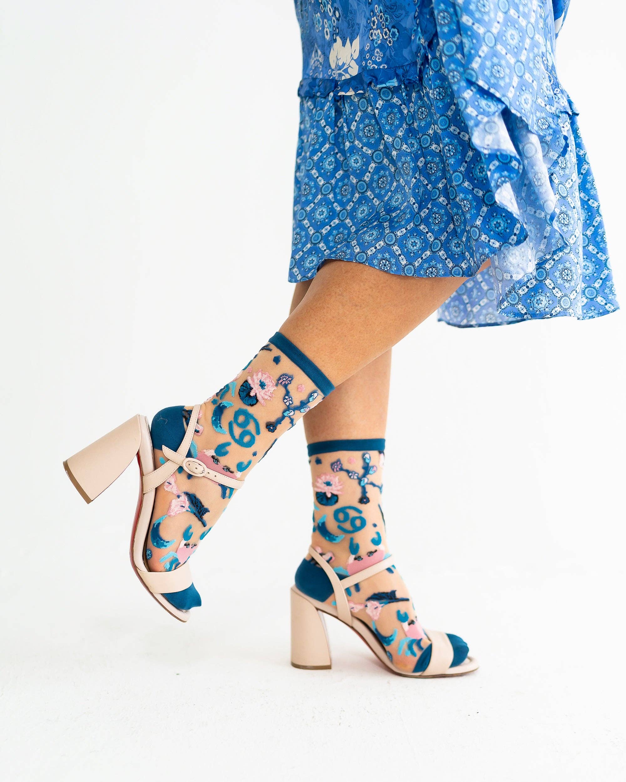 Cancer Zodiac Sheer Crew Sock