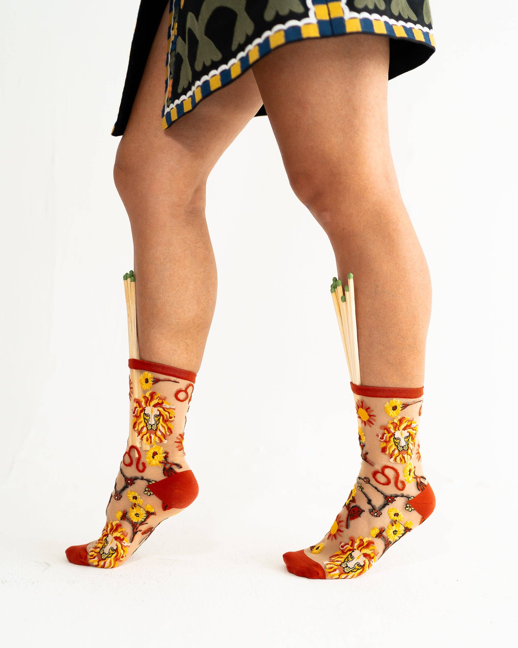 Leo Zodiac Shimmer Sheer Crew Sock