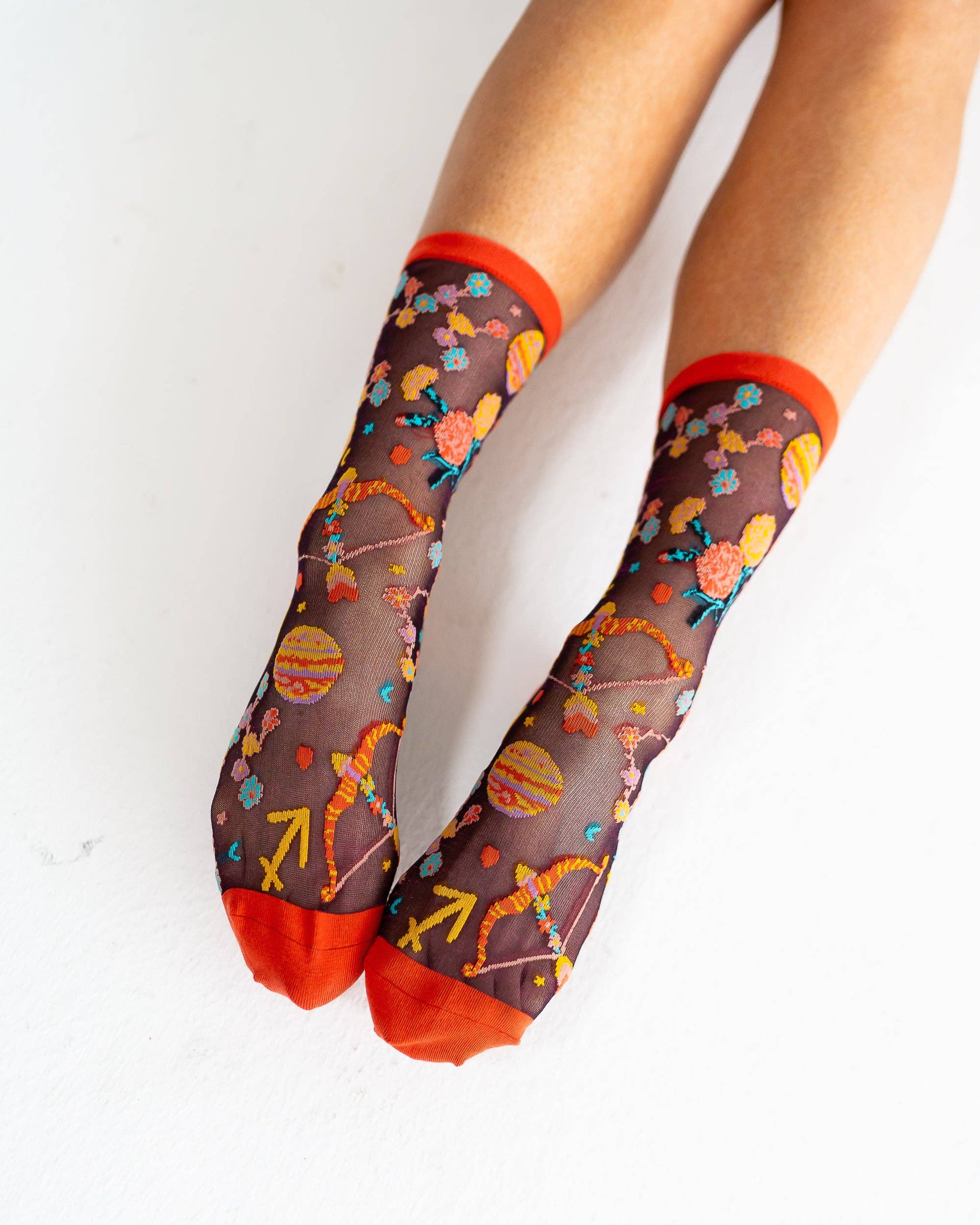 Sagittarius Zodiac Shimmer Sheer Crew Sock