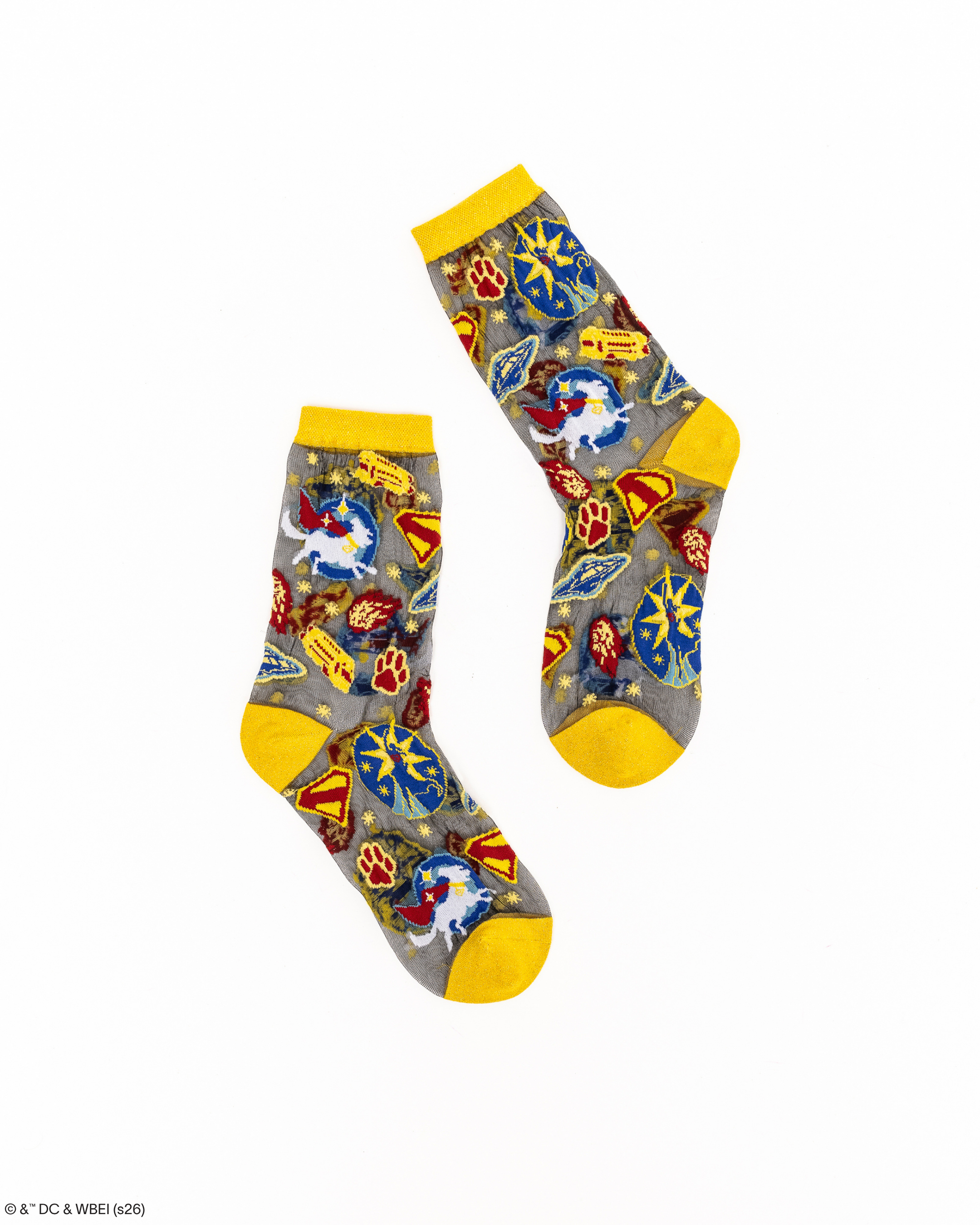 Supergirl Krypto Black Sheer Crew Sock