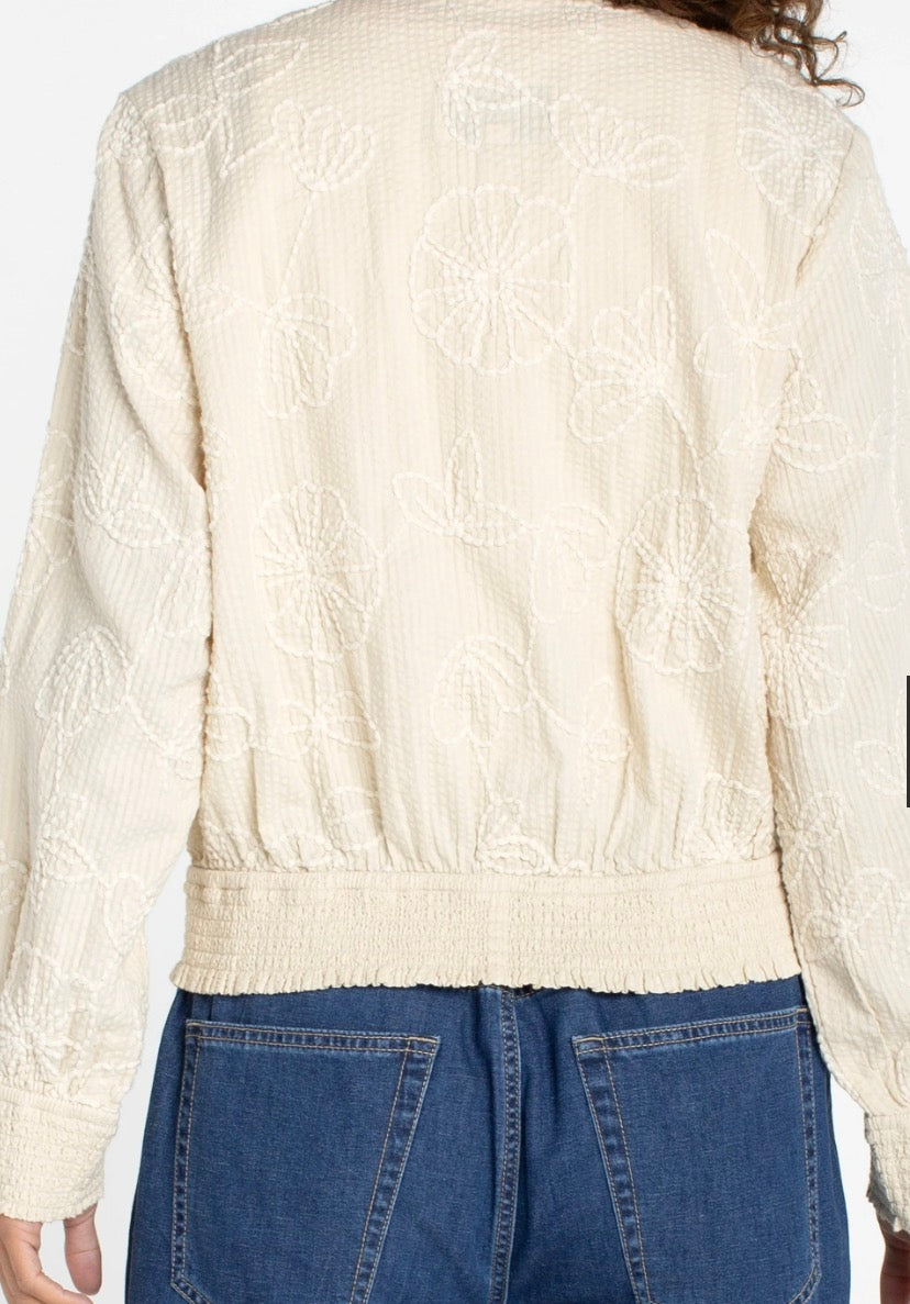 LM1C88EE59 Collarless Jacket with Smocking - Urban Shoetique