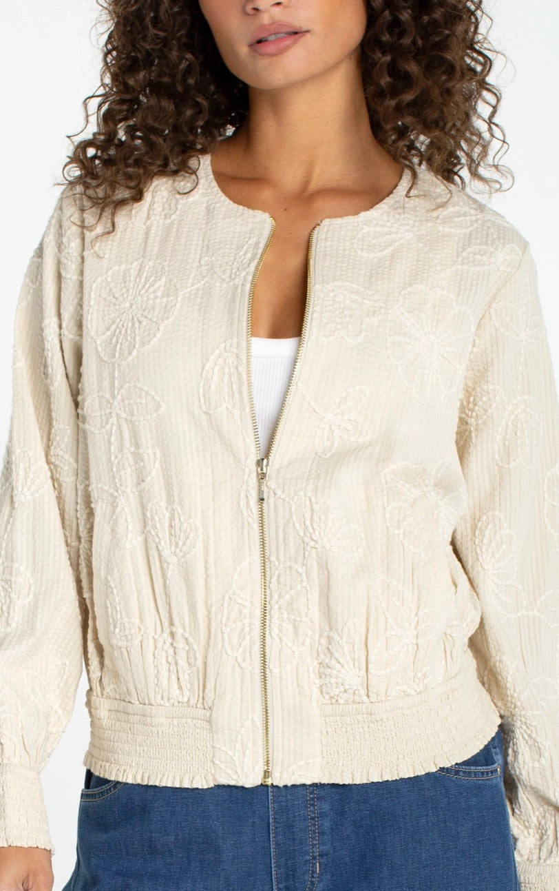 LM1C88EE59 Collarless Jacket with Smocking - Urban Shoetique
