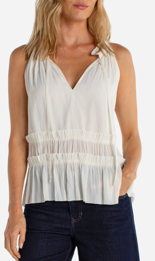 LM8K93PS16 Sleeveless Woven Top with Ruffles - Urban Shoetique