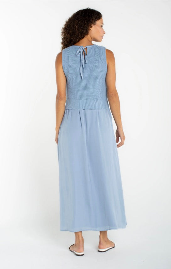 Sleeveless Tie Back Sweater Woven Dress - Urban Shoetique