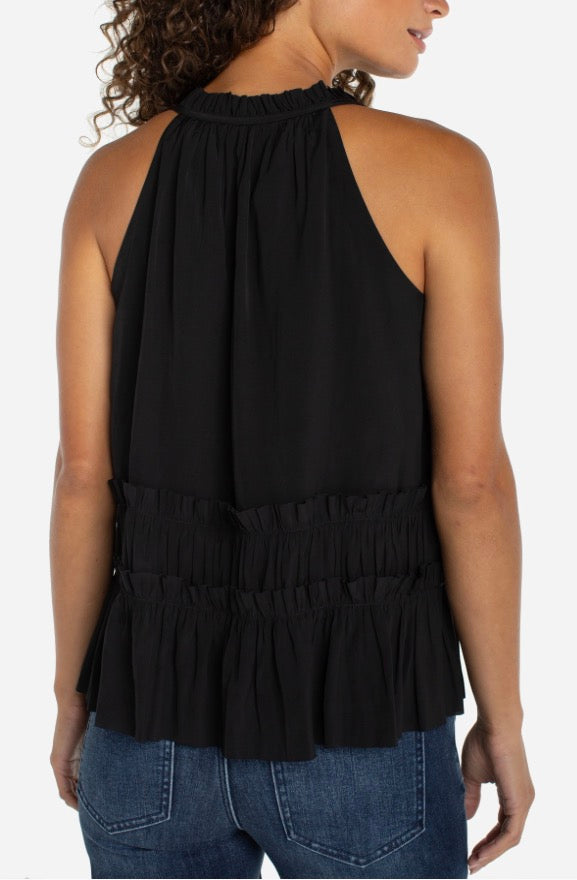 LM8K93PS16 Sleeveless Woven Top with Ruffles - Urban Shoetique
