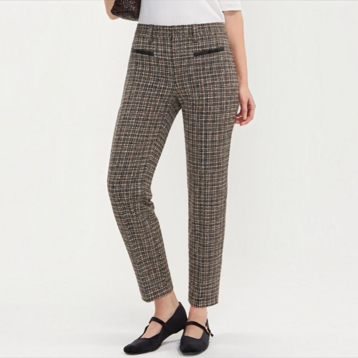 Midrise Trouser w/Faux Leahter Trim 29" LM5723TL77 BLKTN