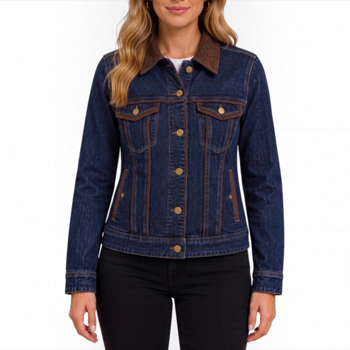 Classic Trucker Jacket W/ Velvet Details LM1D72CHF