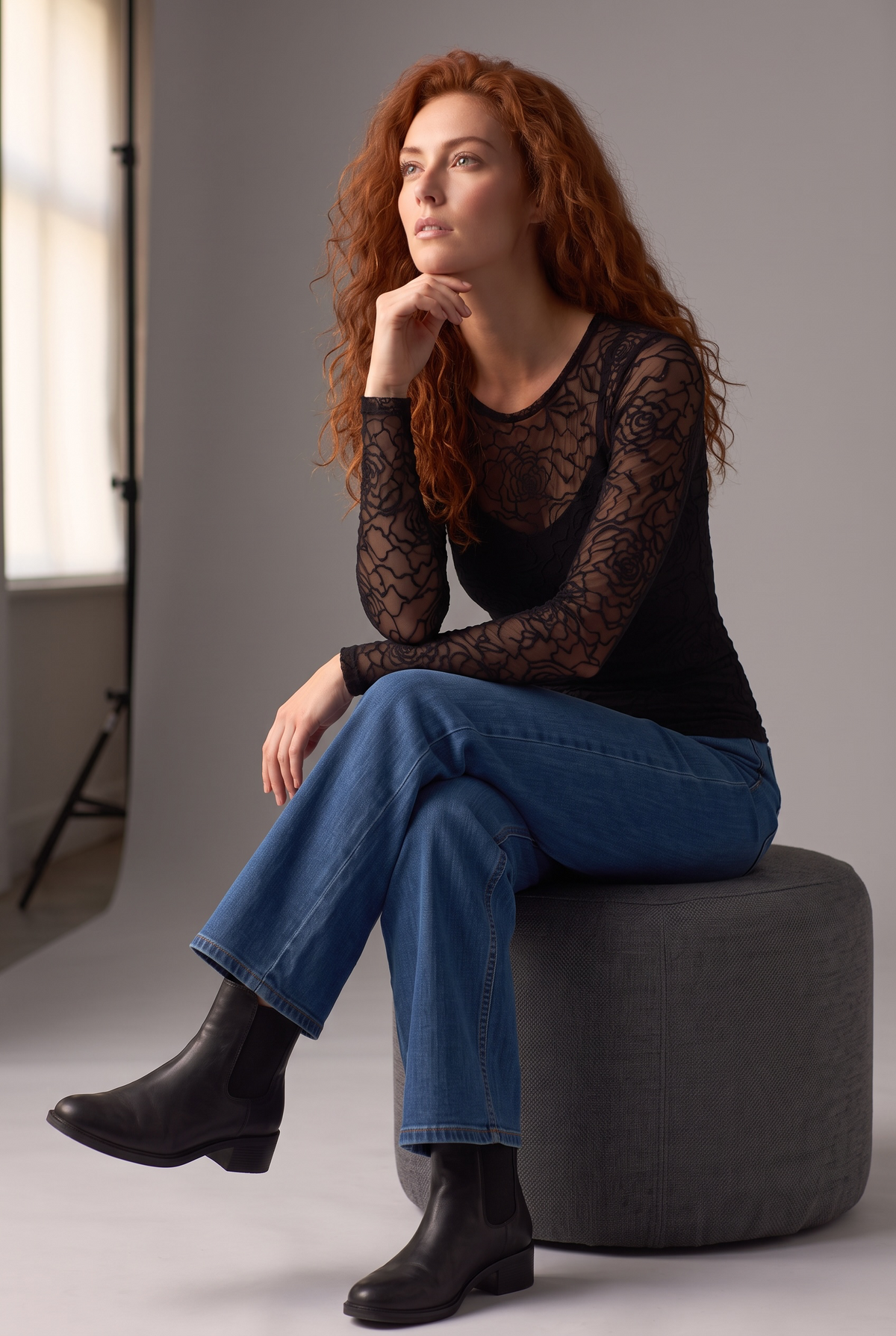 Long Sleeve Layered Knit Top LM8L80KB49