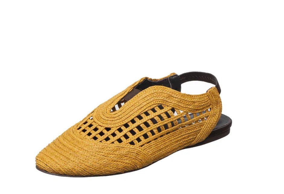 J02 Daisy in Mustard Raffia - Urban Shoetique