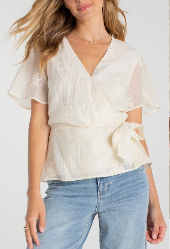 Wrap Front Woven Top W/ Tie LM8K05WV96