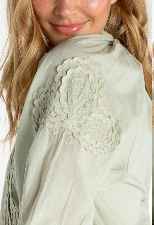 3/4 Sleeve Button Front Woven Top LM8K15EE60E2