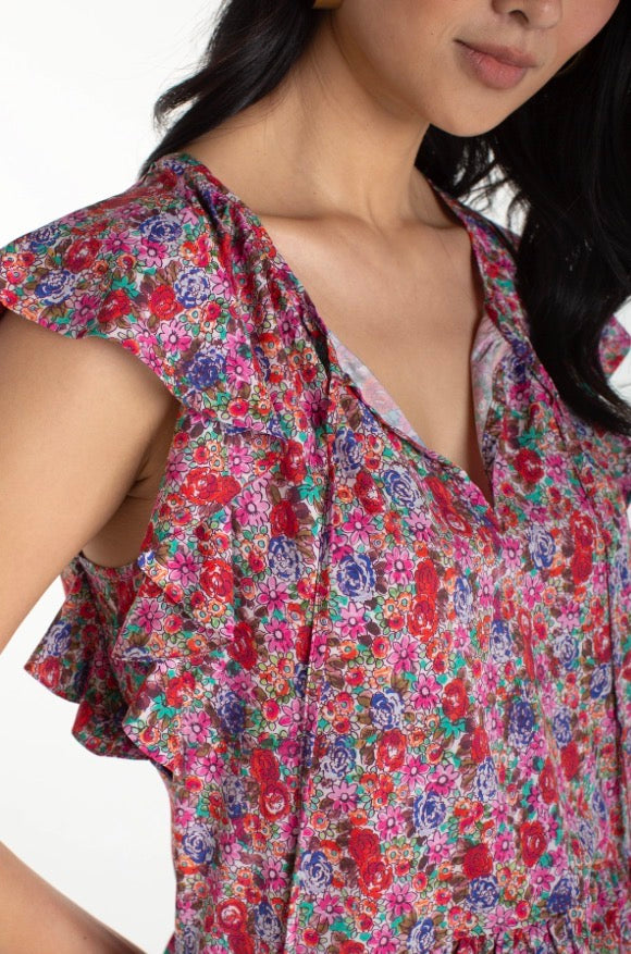 Flutter Sleeve Peplum Woven Top W/ Ties LM8K65PW3P43