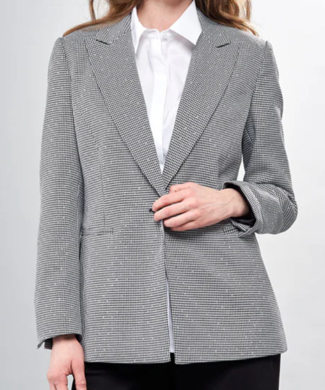 Houndstooth Blazer w/All Over Studs Black/White - Urban Shoetique
