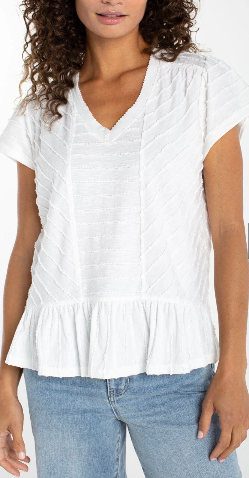 LM8J87KB22 Short Sleeve V-neck Knit Top - Urban Shoetique