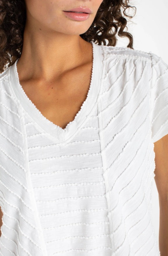 LM8J87KB22 Short Sleeve V-neck Knit Top - Urban Shoetique
