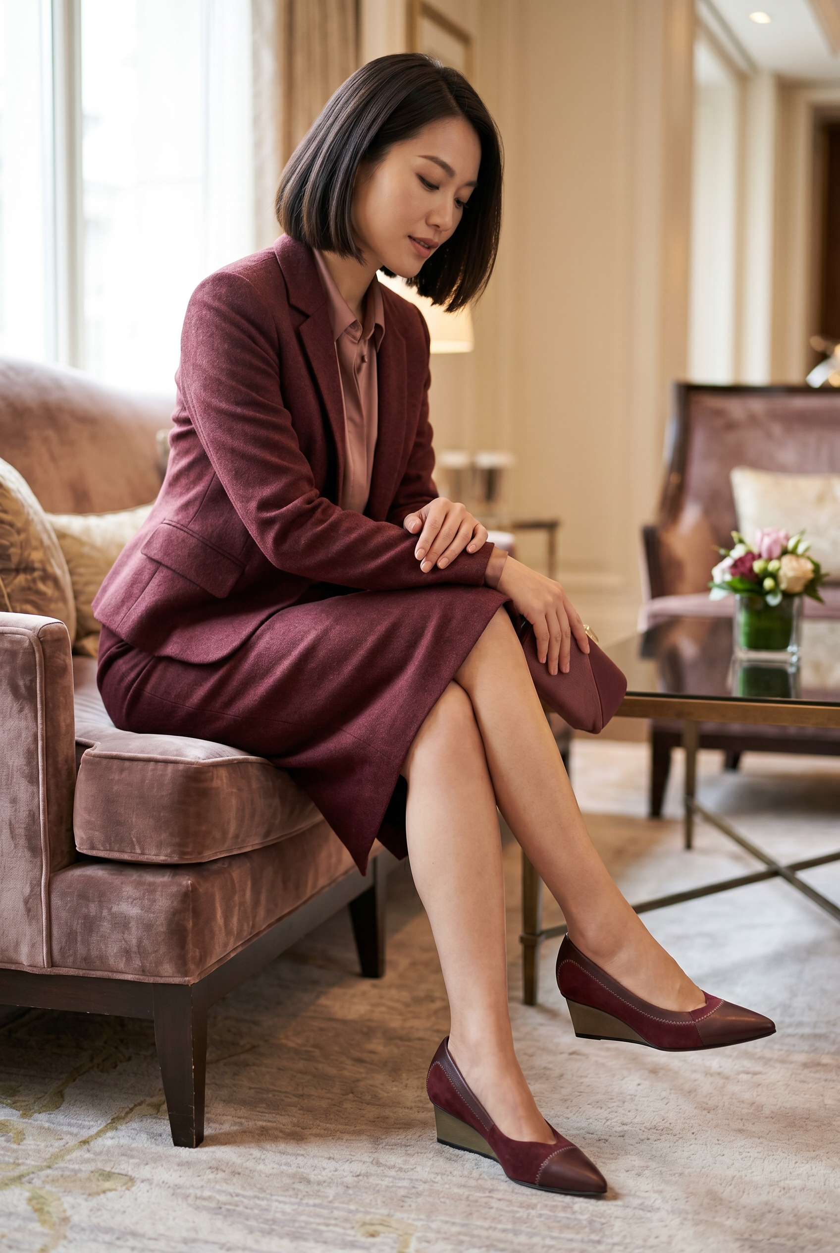 Square Stitch Wedge Wine
