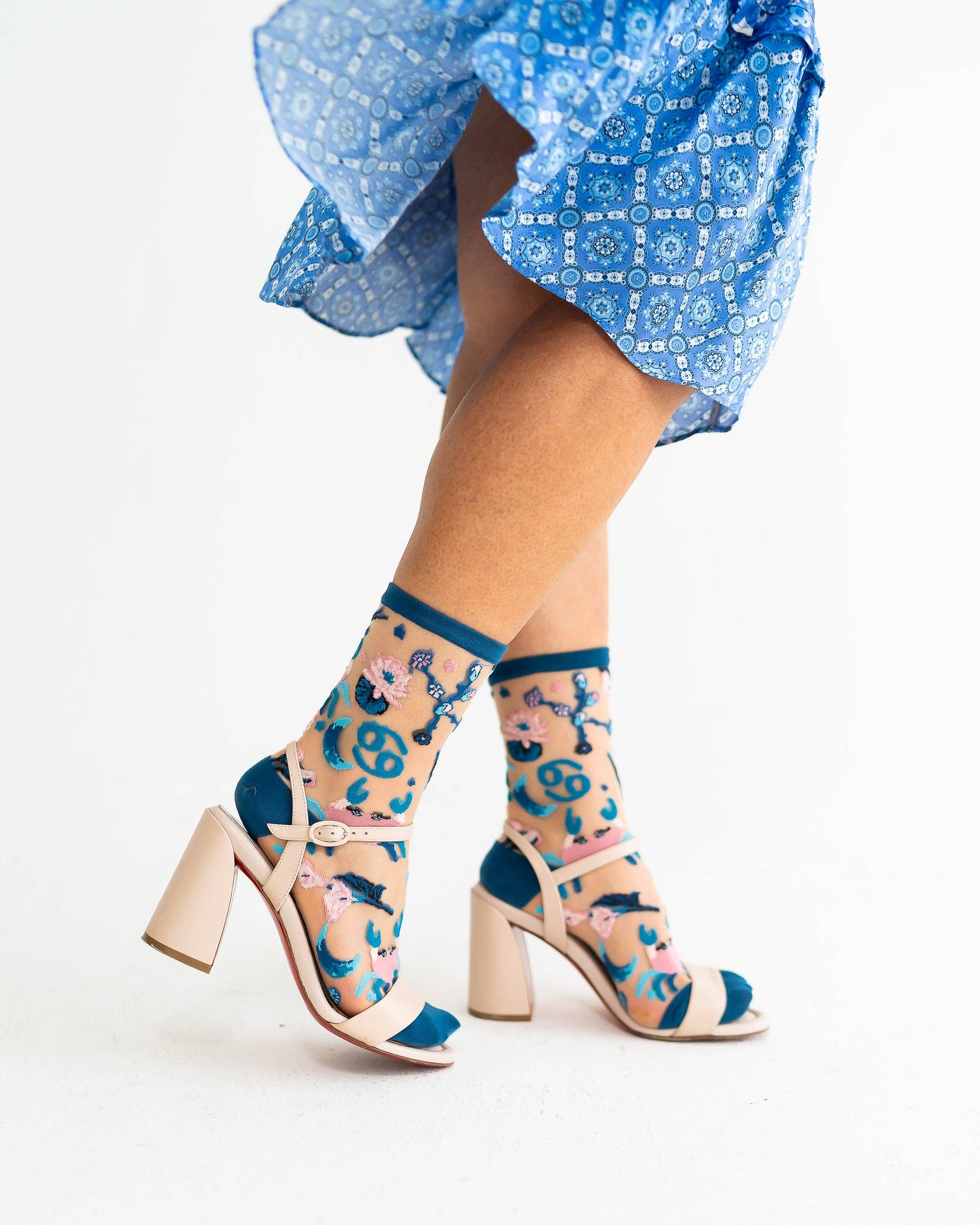 Cancer Zodiac Sheer Crew Sock