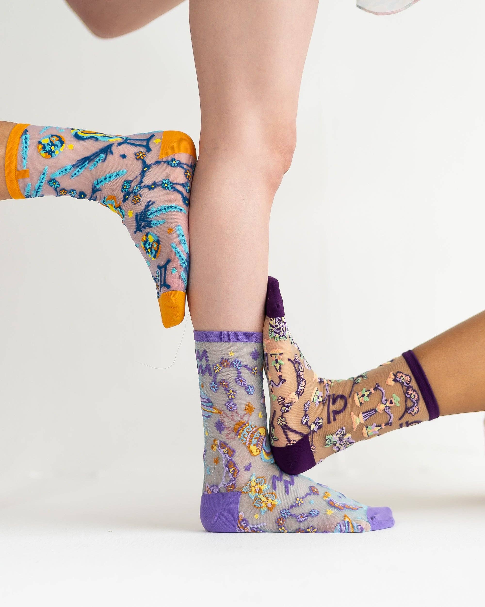 Aquarius Zodiac Shimmer Sheer Crew Sock