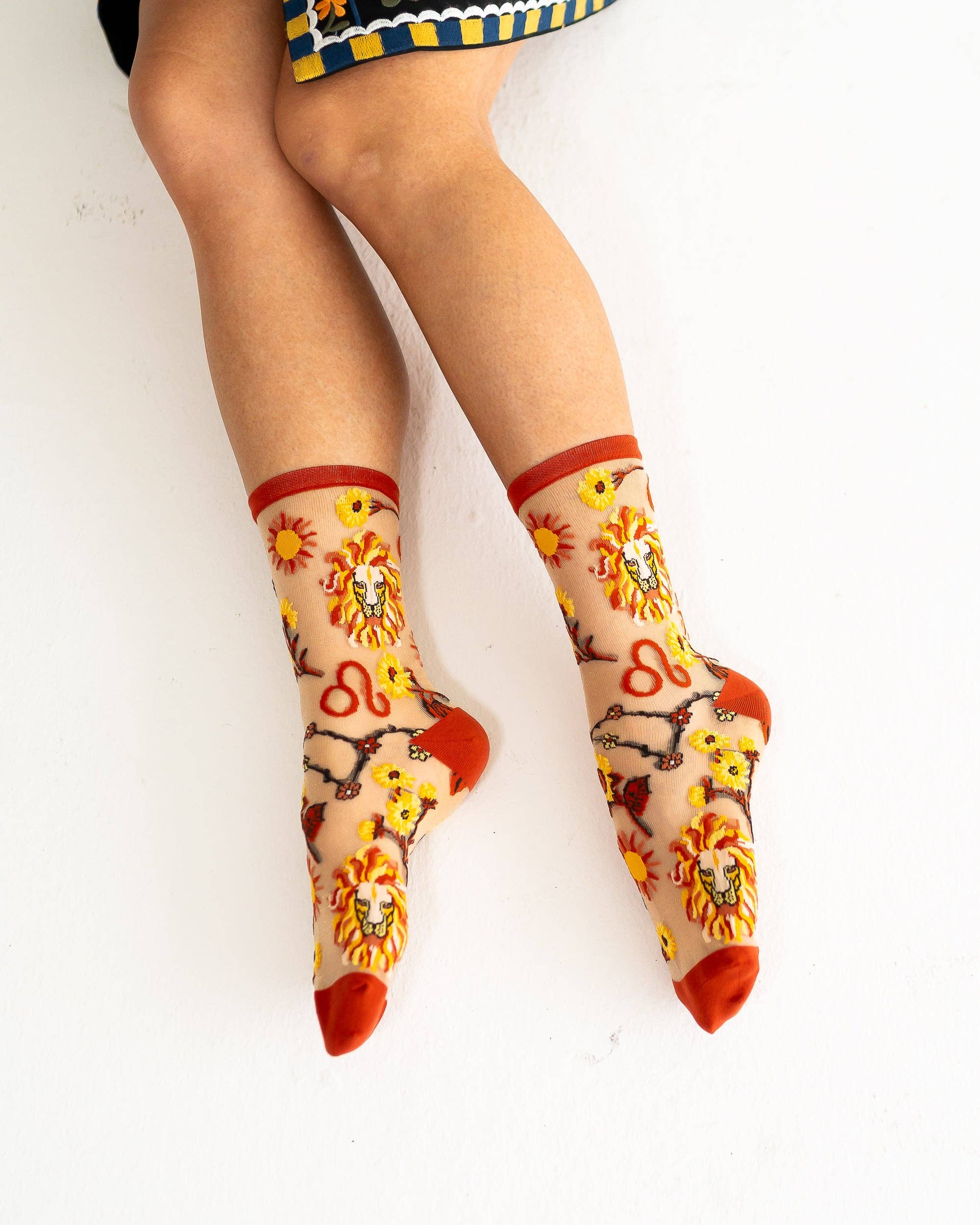 Leo Zodiac Shimmer Sheer Crew Sock