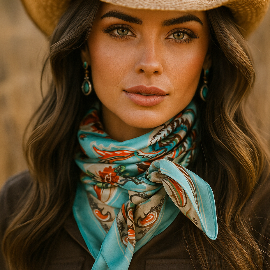 35X35" Turquoise That So 70's Paisley Wild Rag / Scarf WR230