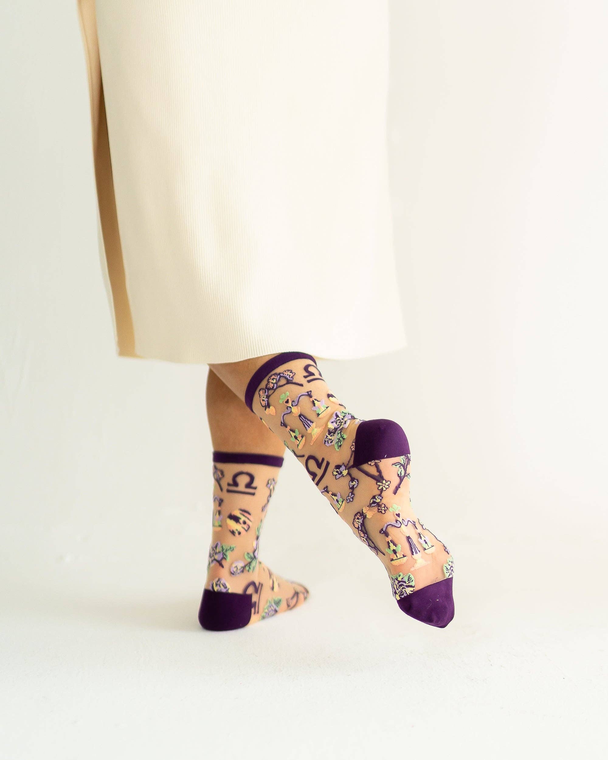 Libra Zodiac Sheer Crew Sock