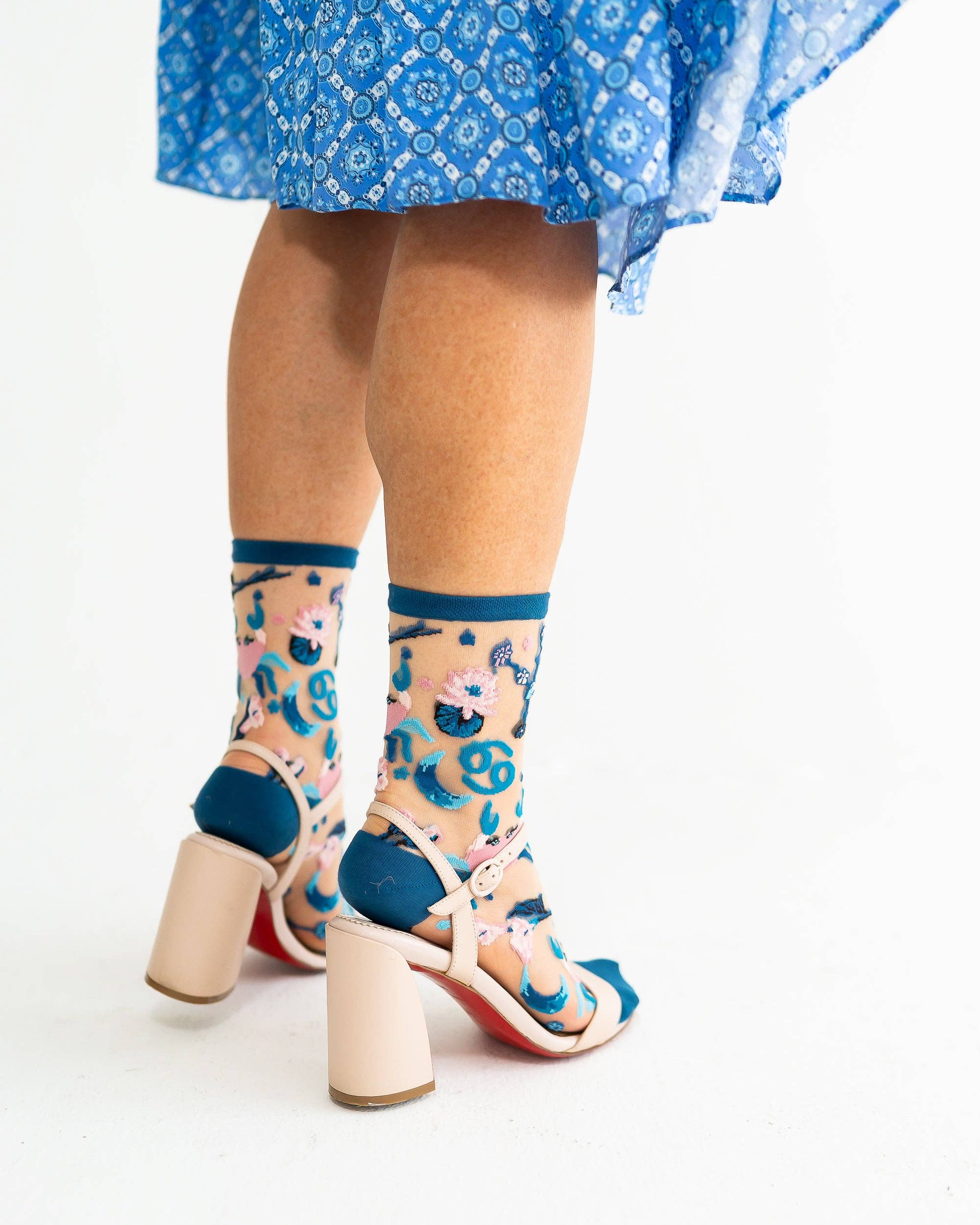 Cancer Zodiac Sheer Crew Sock