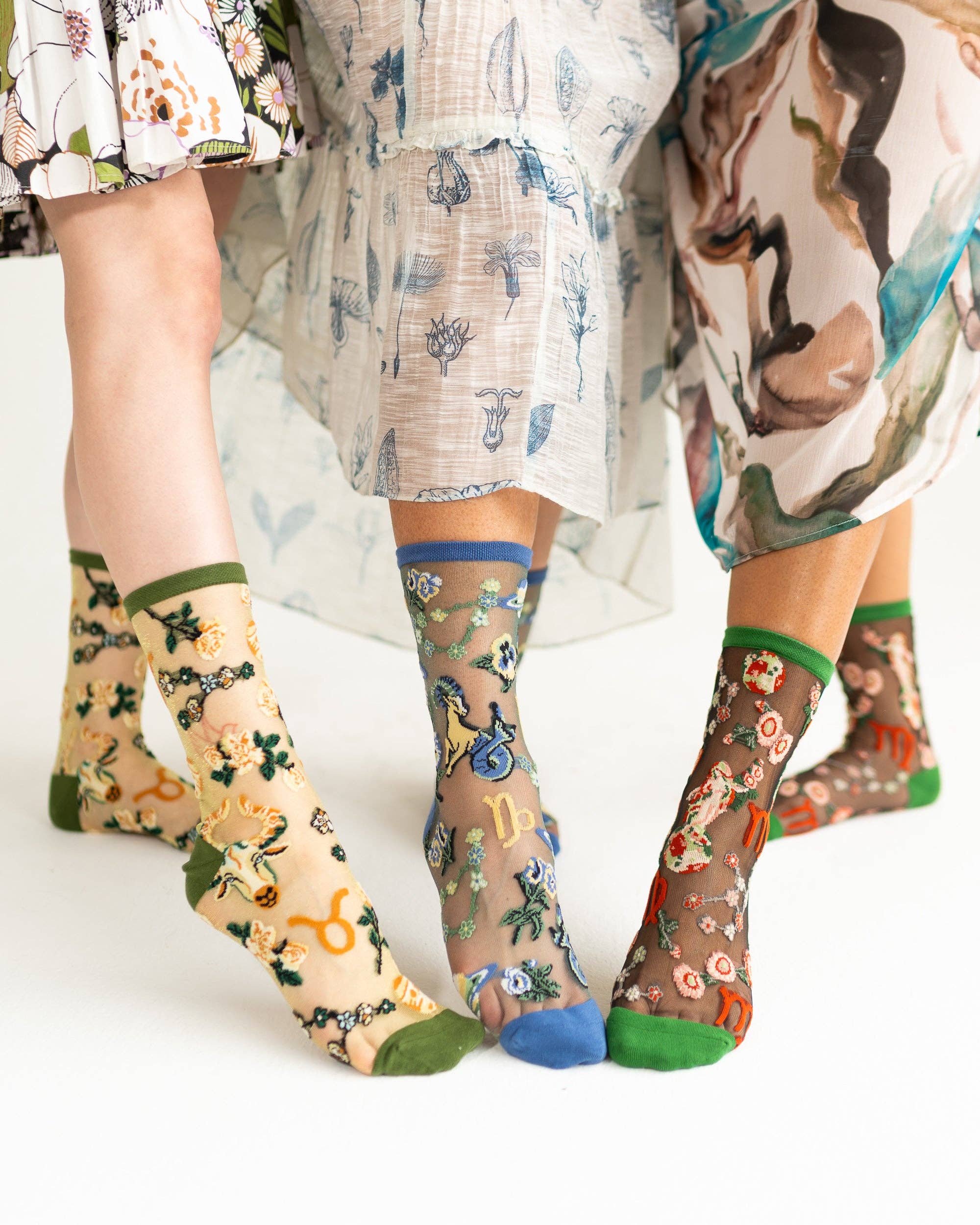 Capricorn Zodiac Shimmer Sheer Crew Sock
