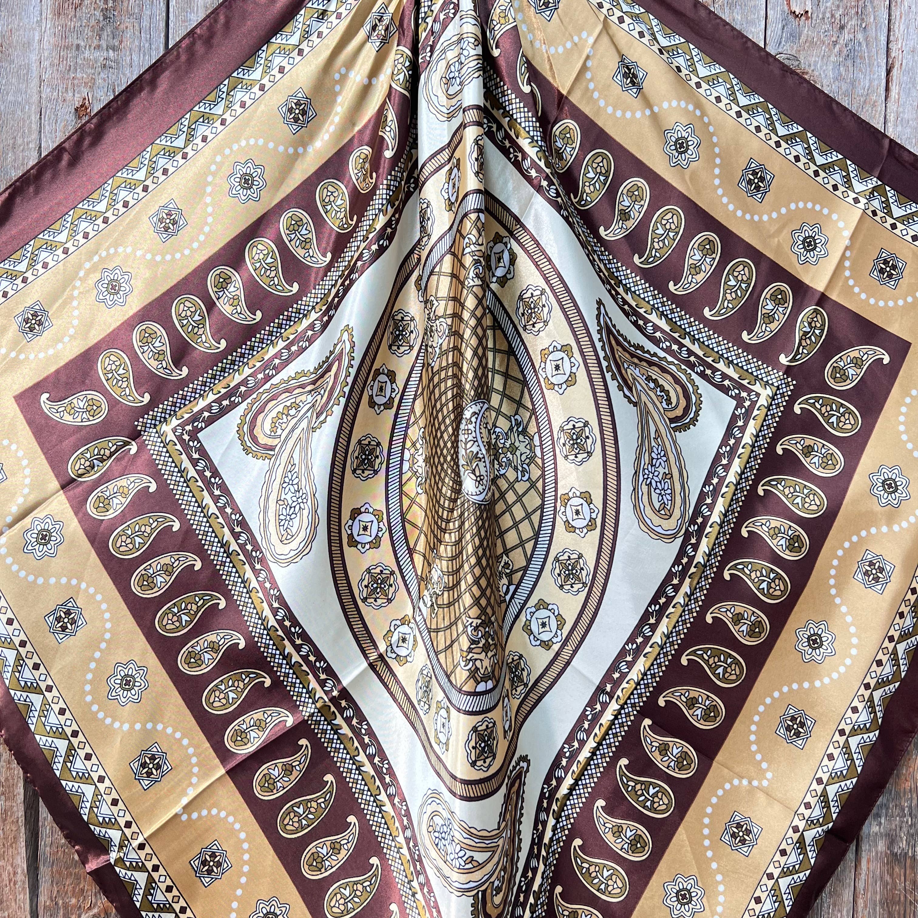 35X35"  Earth Tones Paisley Wild Rag/Scarf WR3405
