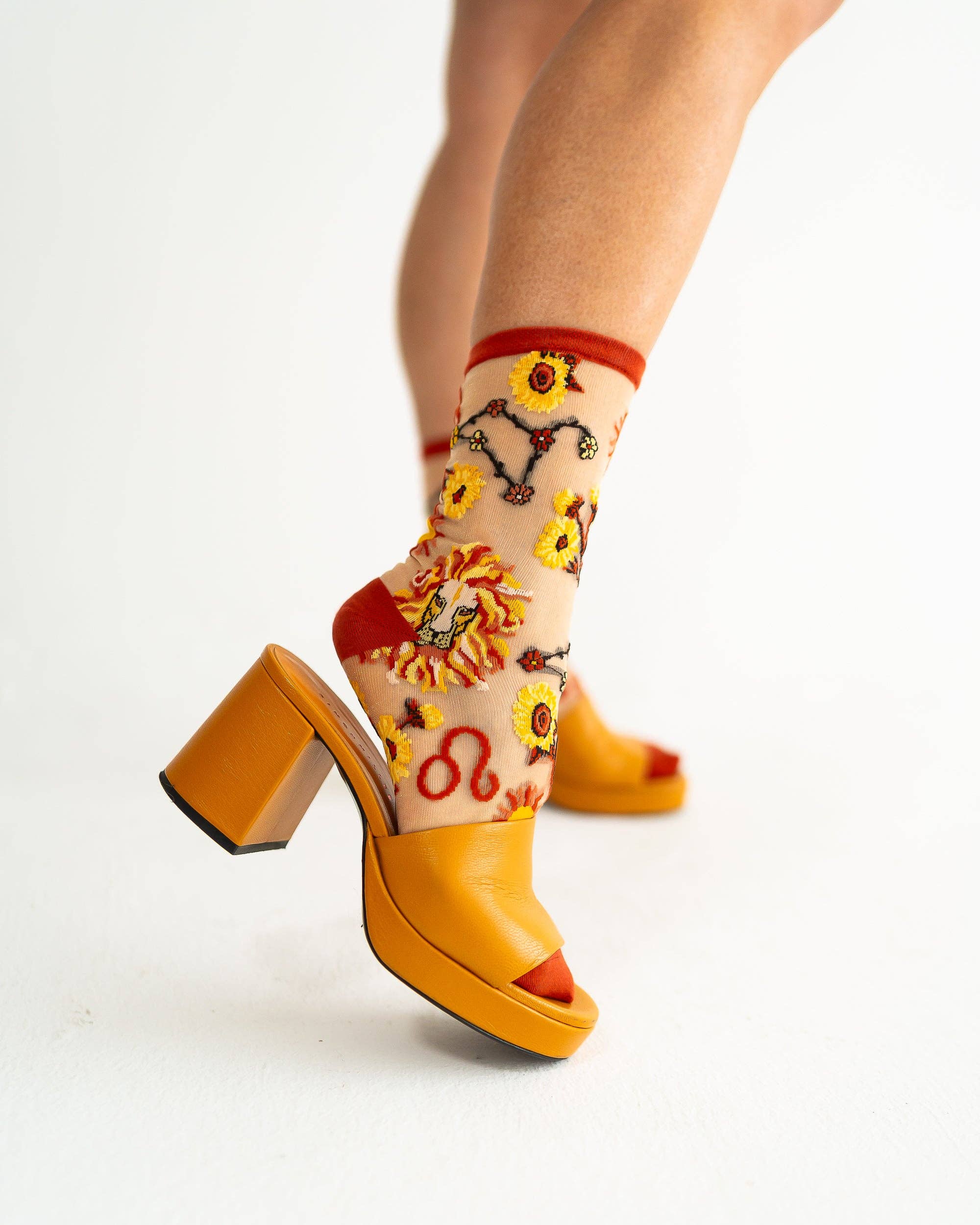 Leo Zodiac Shimmer Sheer Crew Sock