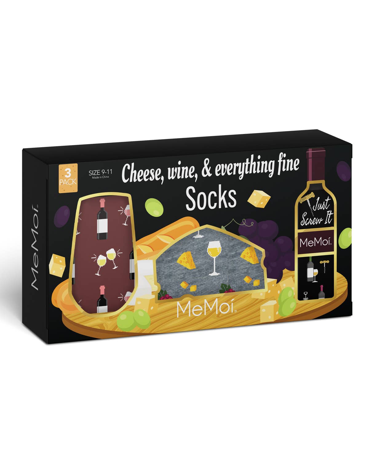 Memoi Boxed Wine 3 Pack Sock Gift Set