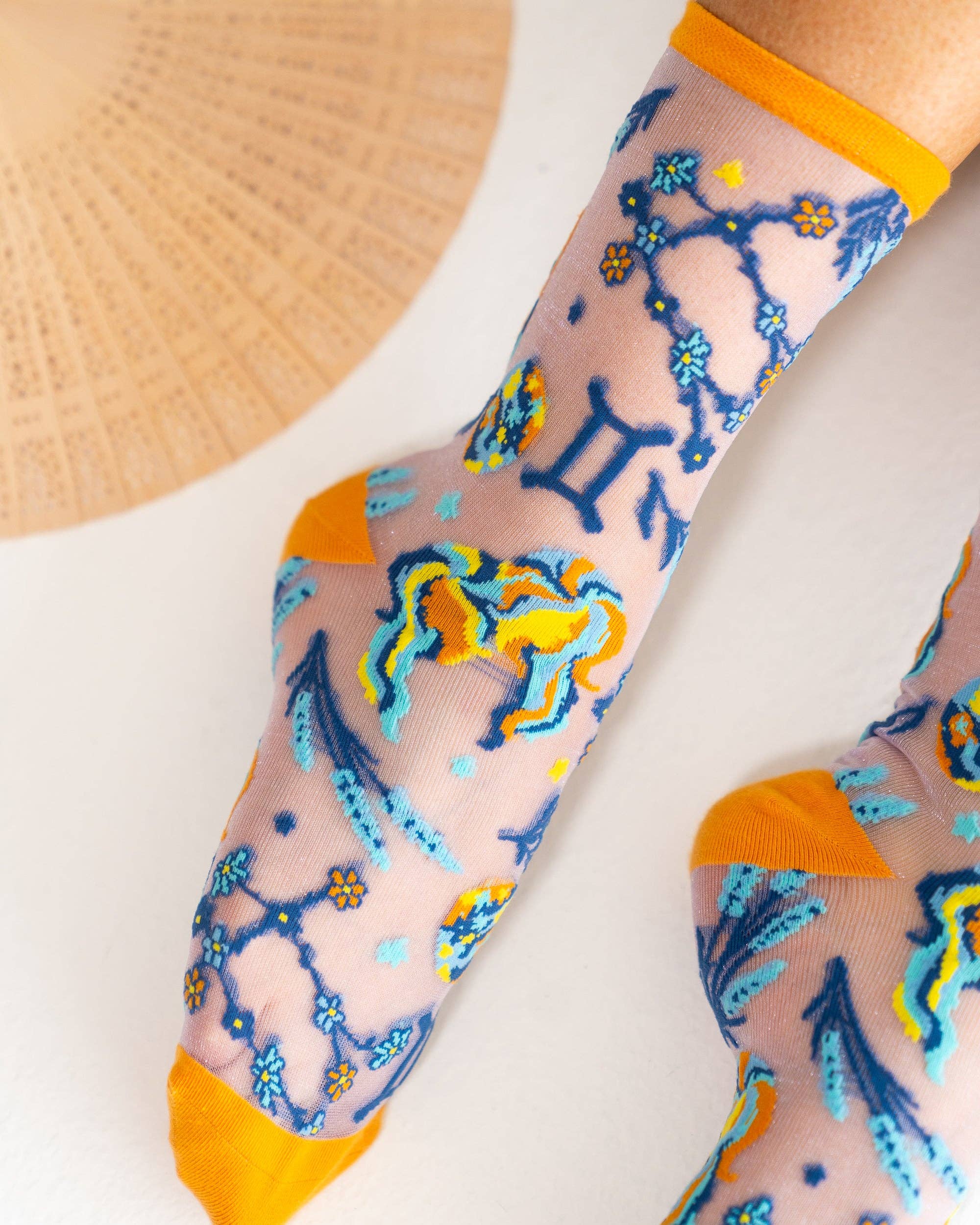 Gemini Zodiac Shimmer Sheer Crew Sock