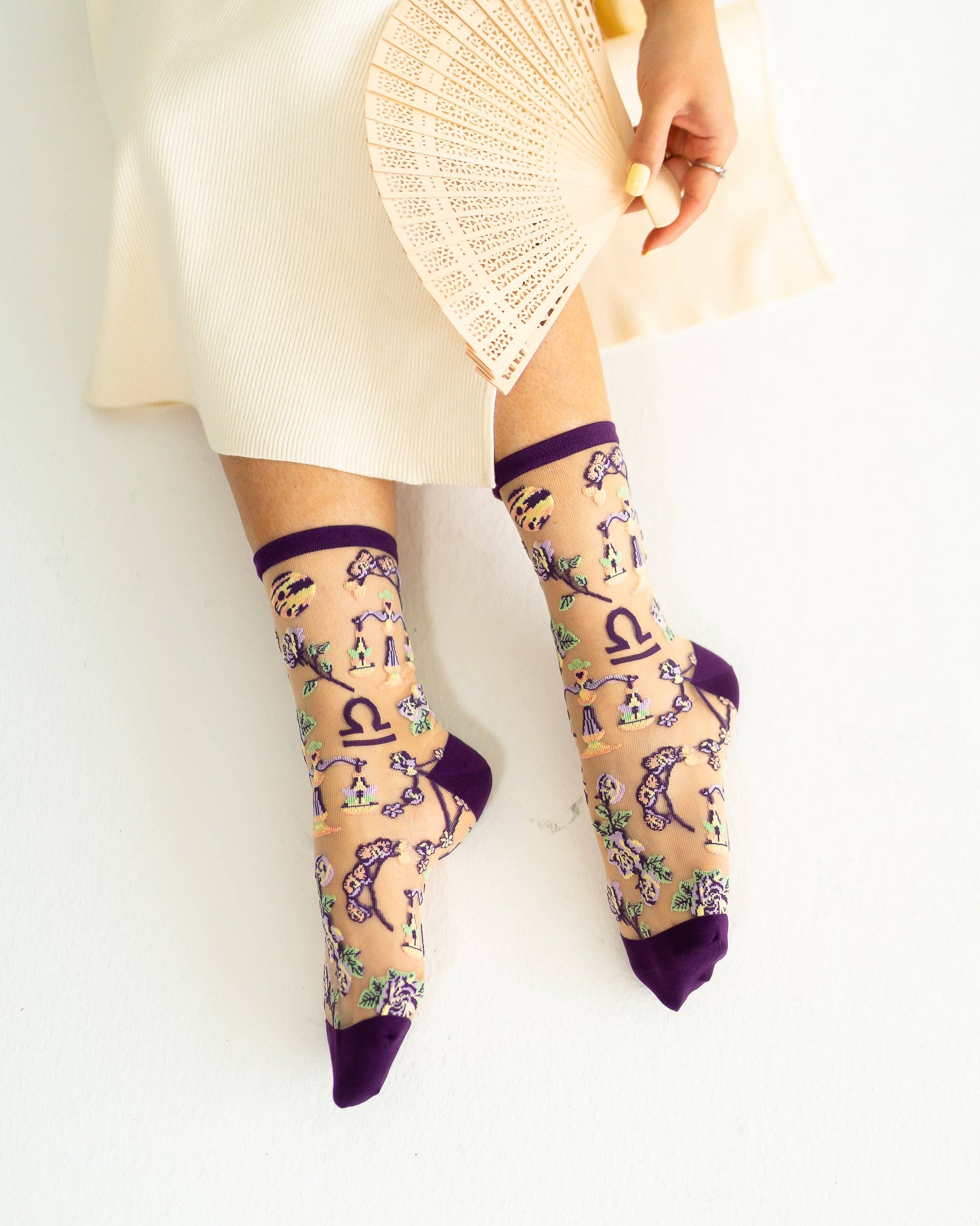 Libra Zodiac Sheer Crew Sock