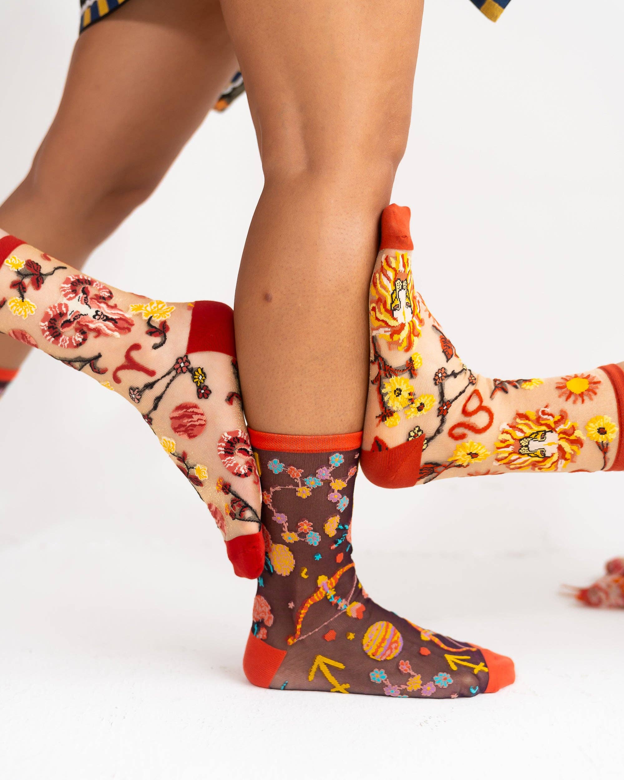 Leo Zodiac Shimmer Sheer Crew Sock