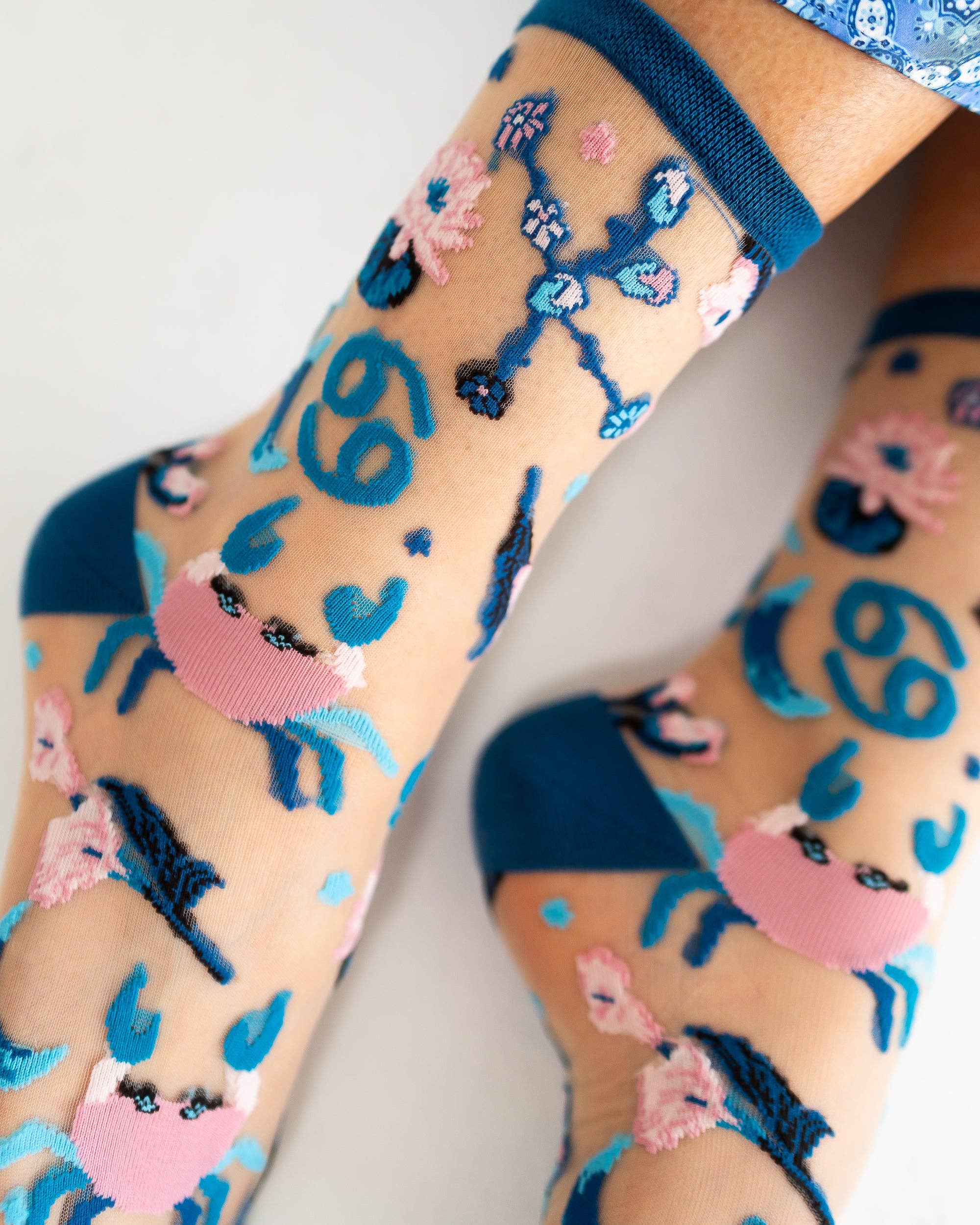 Cancer Zodiac Sheer Crew Sock