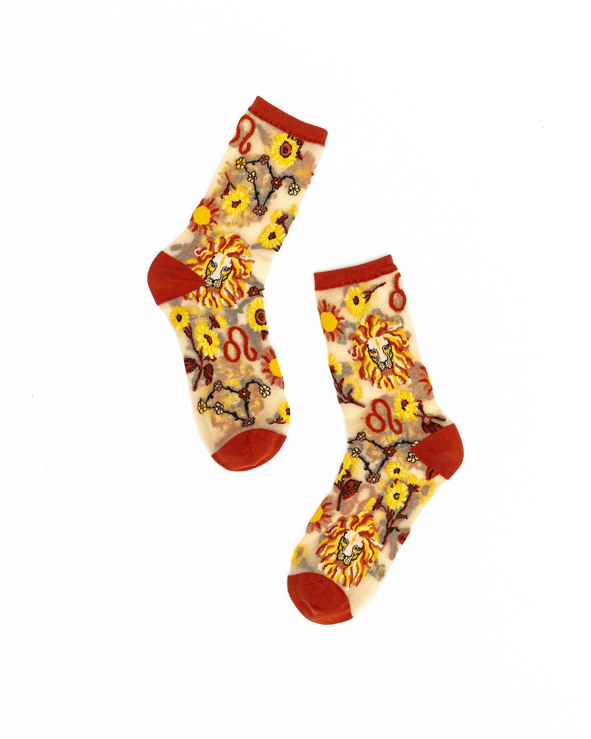 Leo Zodiac Shimmer Sheer Crew Sock