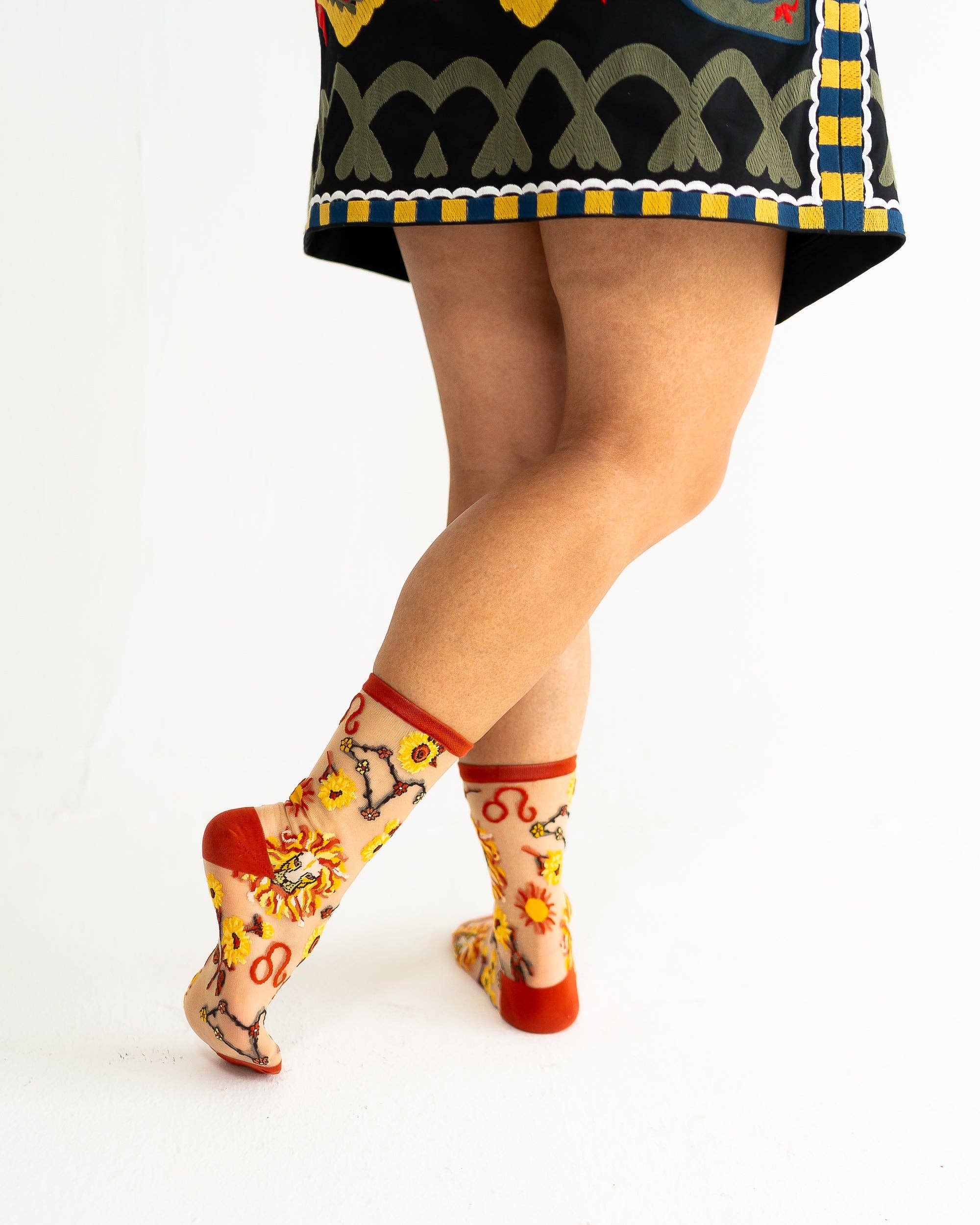Leo Zodiac Shimmer Sheer Crew Sock