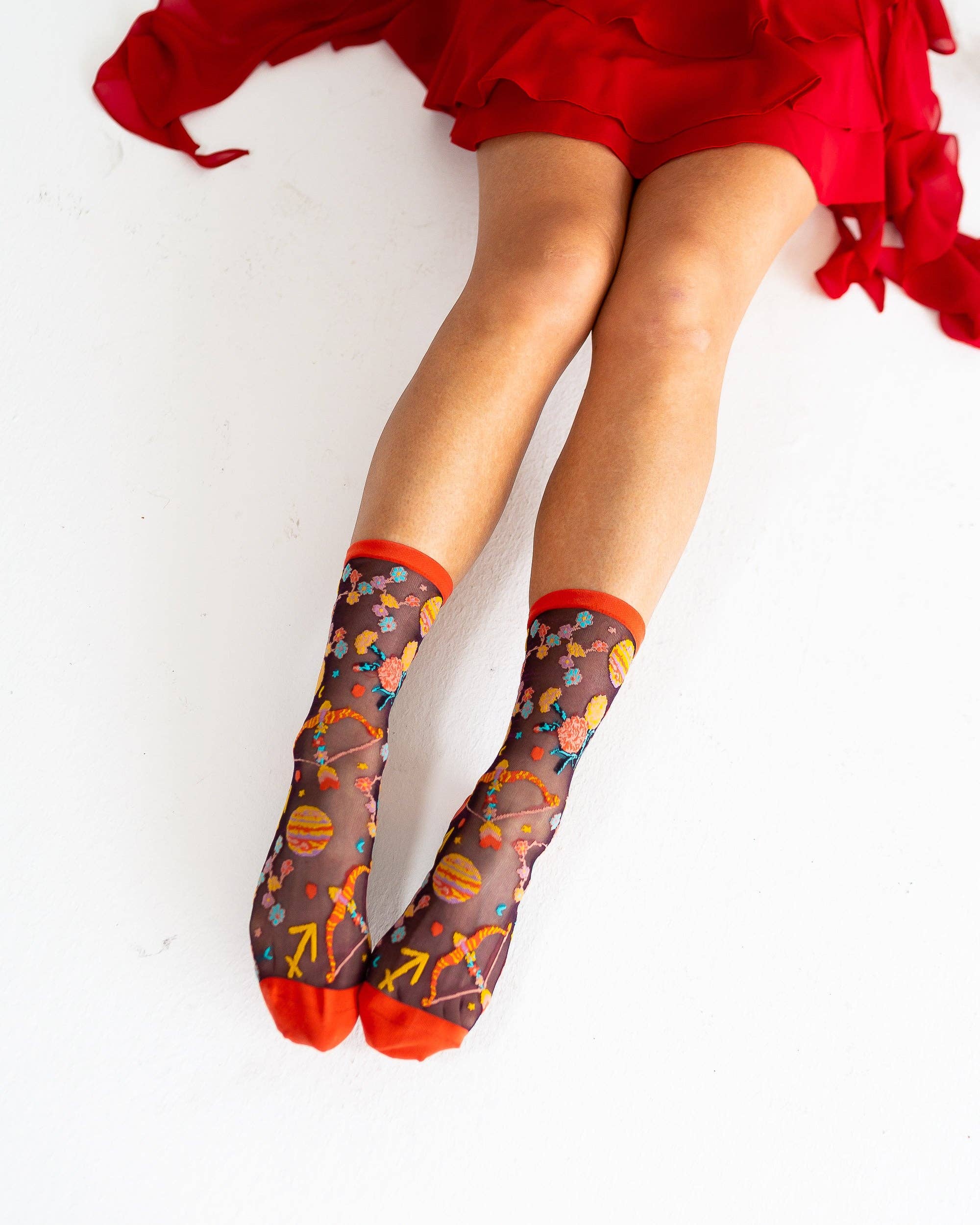 Sagittarius Zodiac Shimmer Sheer Crew Sock