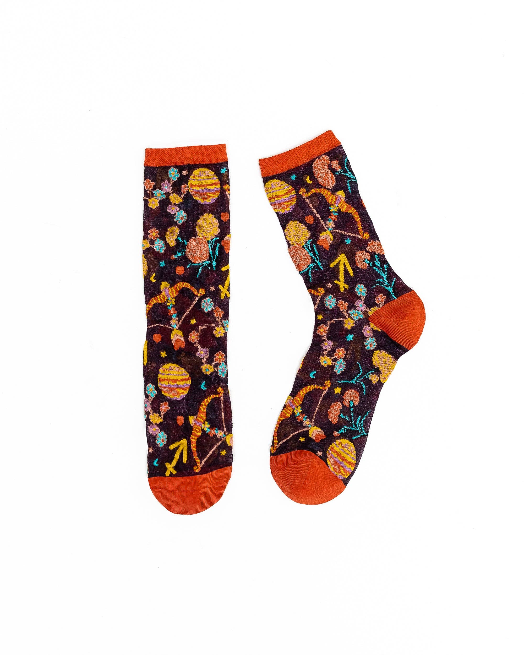 Sagittarius Zodiac Shimmer Sheer Crew Sock