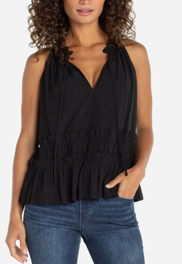LM8K93PS16 Sleeveless Woven Top with Ruffles - Urban Shoetique