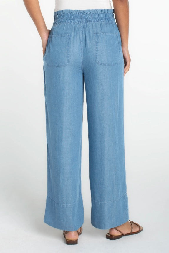 LM7B28Y47 ￼Cinch Waist Pull-on Pant in Sunlit Blue - Urban Shoetique