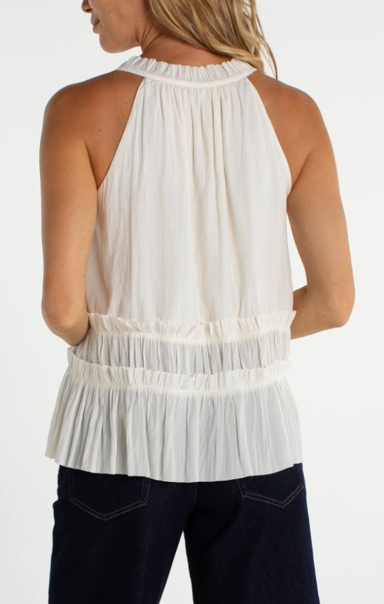 LM8K93PS16 Sleeveless Woven Top with Ruffles - Urban Shoetique