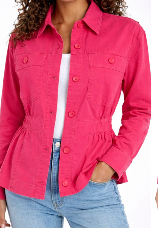 LM1C70FS03 relaxed Shacket in Diva Pink ￼ - Urban Shoetique