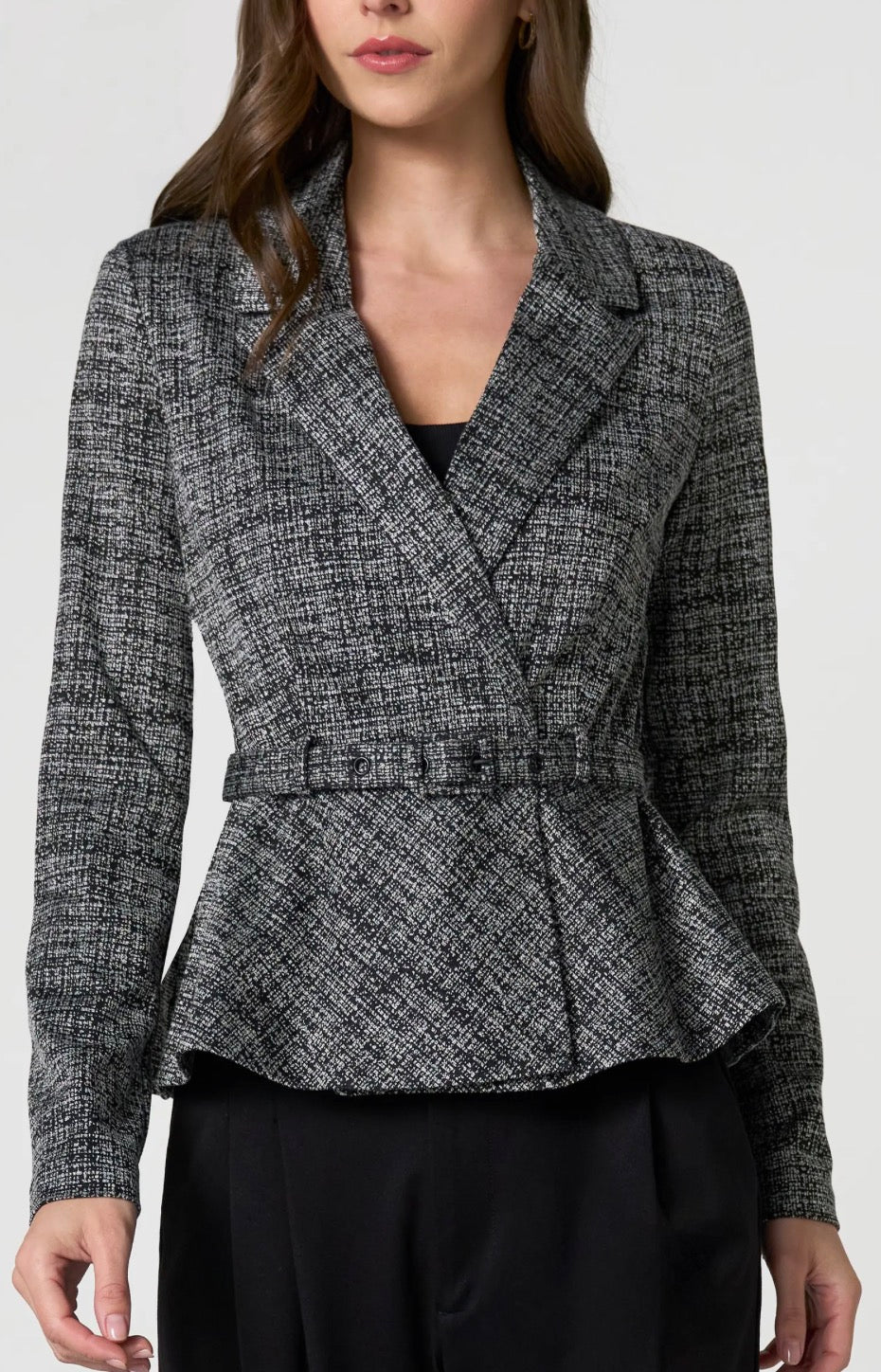 Belted Peplum Blazer LM1D38TL92