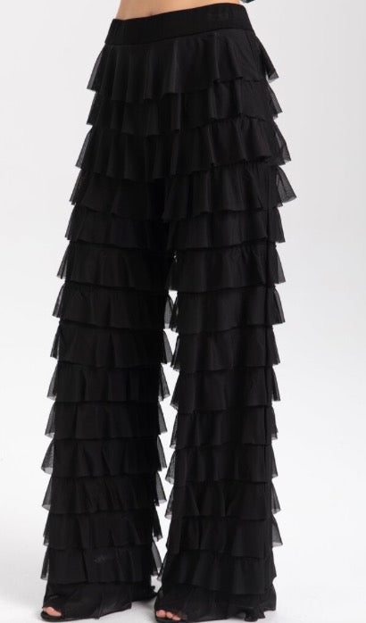 411-9725 Mesh Cha-Cha Pants in Black - Urban Shoetique