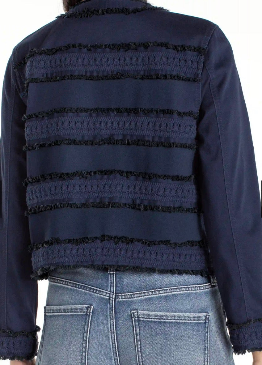 LM1B72L12 Collarless Jacket in Deep Midnight - Urban Shoetique