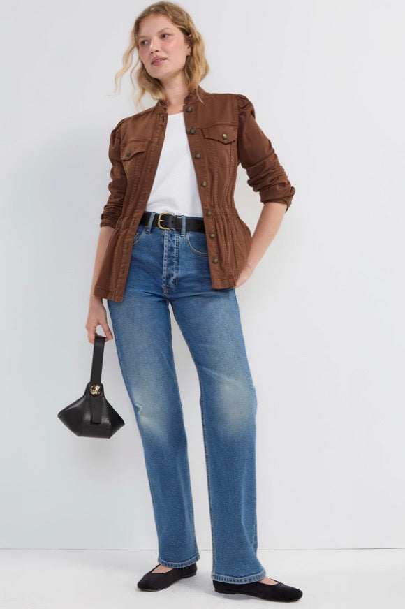 Puff Slv Trucker Jacket w/Ruffle Collar LM1D33L12