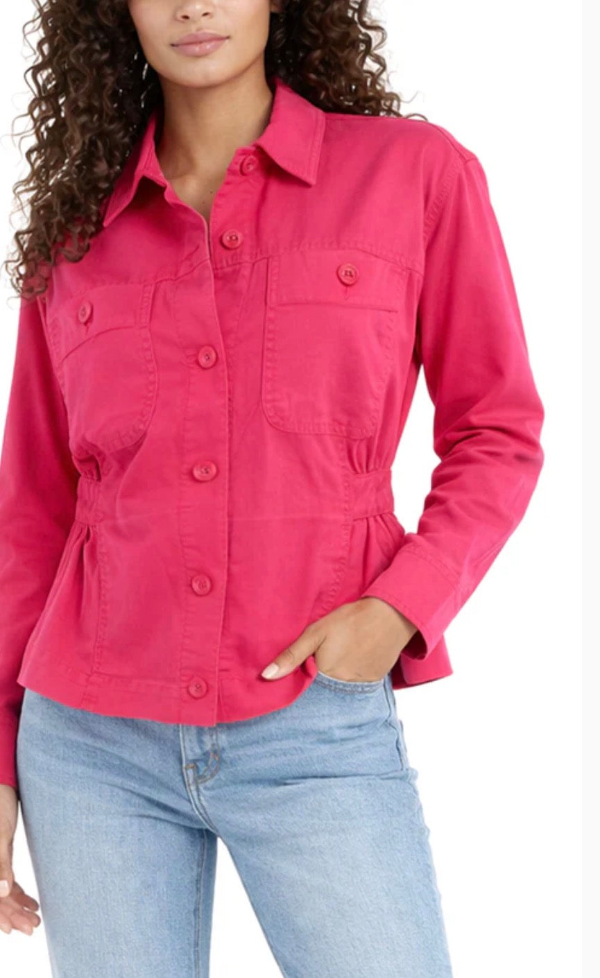 LM1C70FS03 relaxed Shacket in Diva Pink ￼ - Urban Shoetique