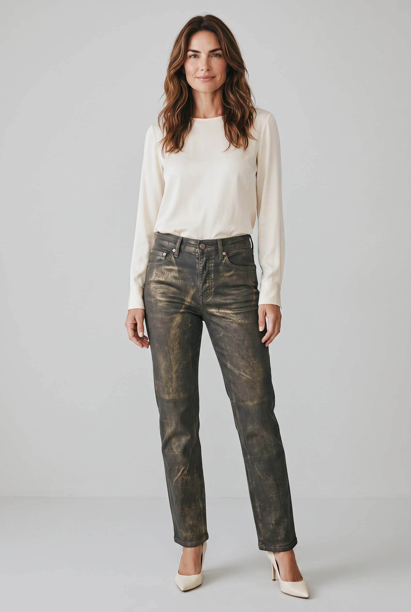 5 Pocket relaxed Straight Signature Flocking Denim