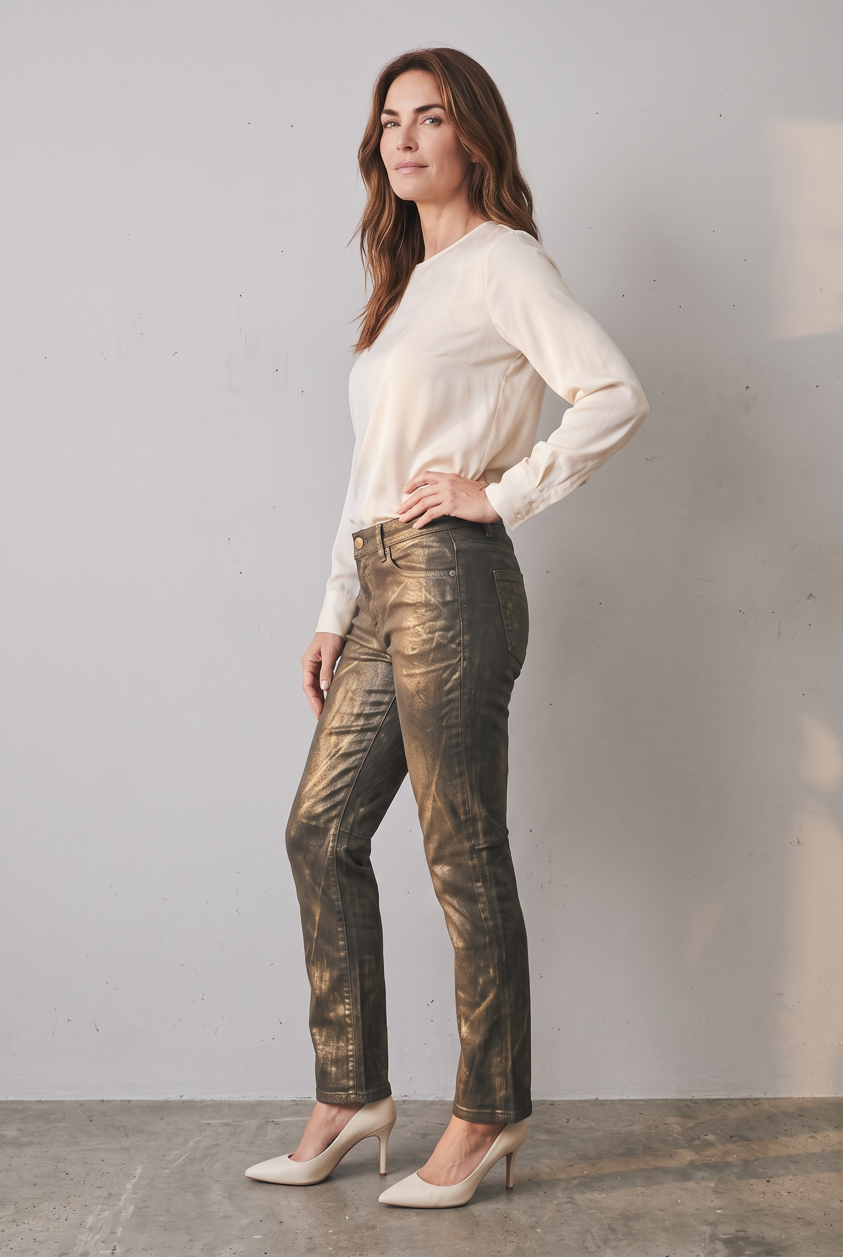 5 Pocket relaxed Straight Signature Flocking Denim