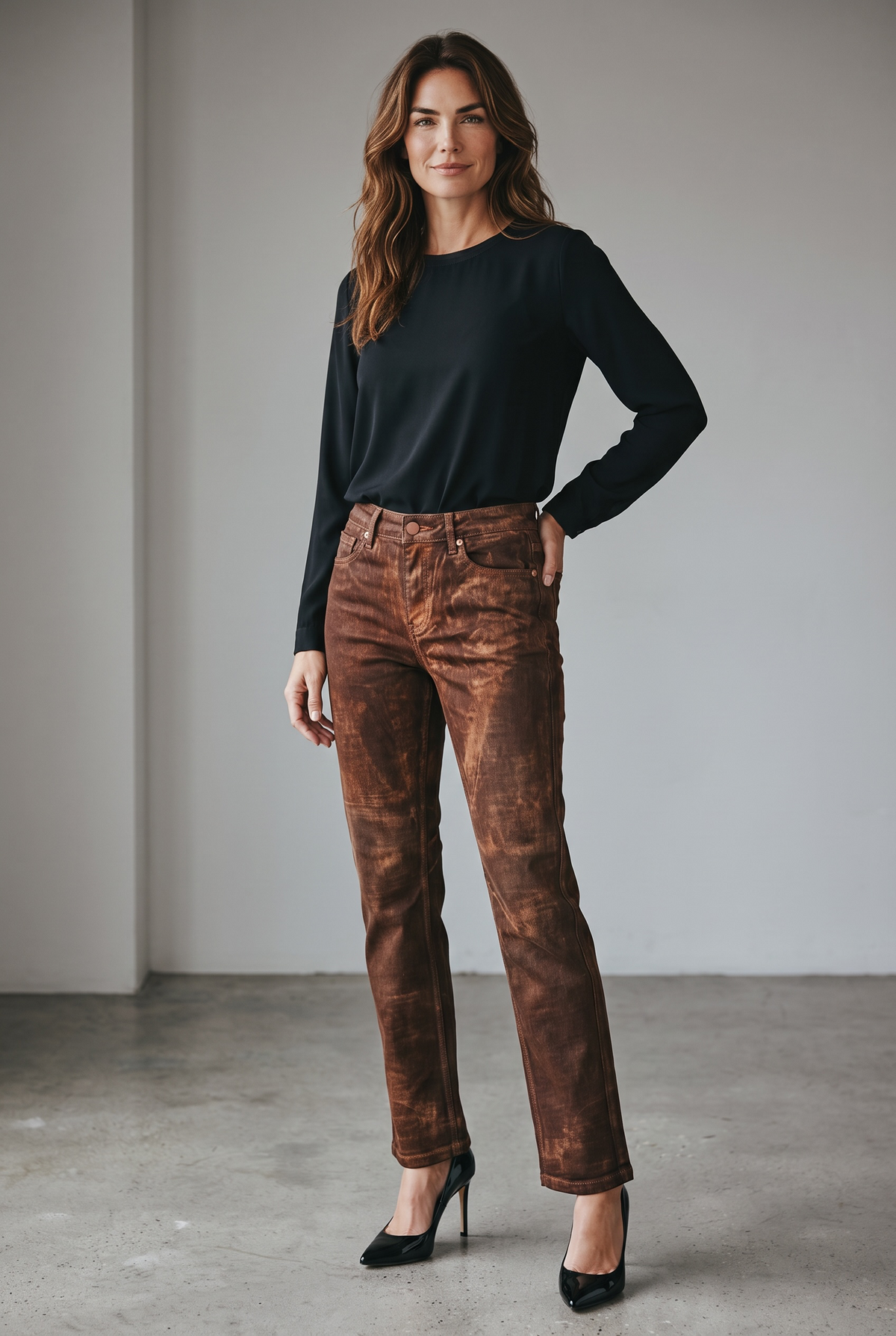 5 Pocket relaxed Straight Signature Flocking Denim